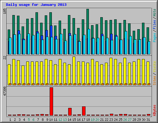 Daily usage for January 2013
