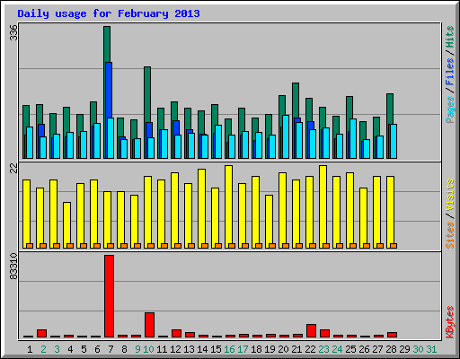 Daily usage for February 2013