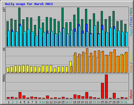 Daily usage for March 2013