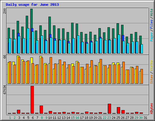 Daily usage for June 2013