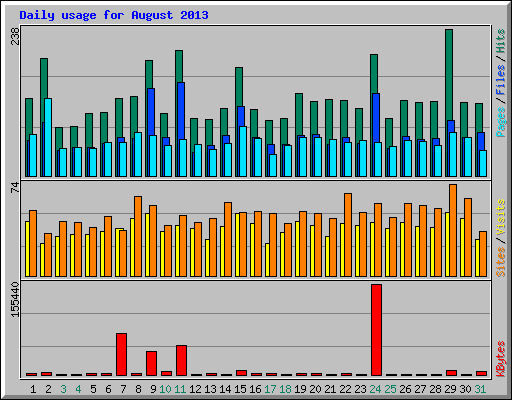 Daily usage for August 2013