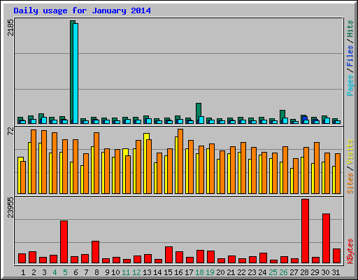 Daily usage for January 2014