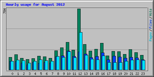 Hourly usage for August 2012