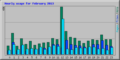 Hourly usage for February 2013