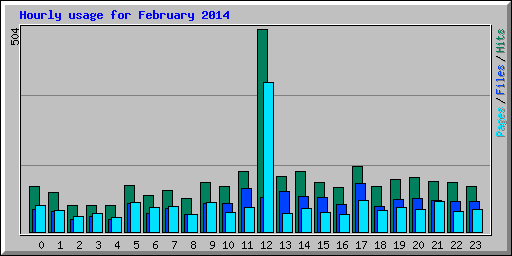 Hourly usage for February 2014