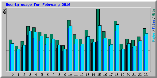 Hourly usage for February 2016