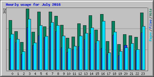 Hourly usage for July 2016