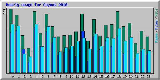 Hourly usage for August 2016