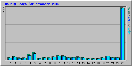 Hourly usage for November 2016